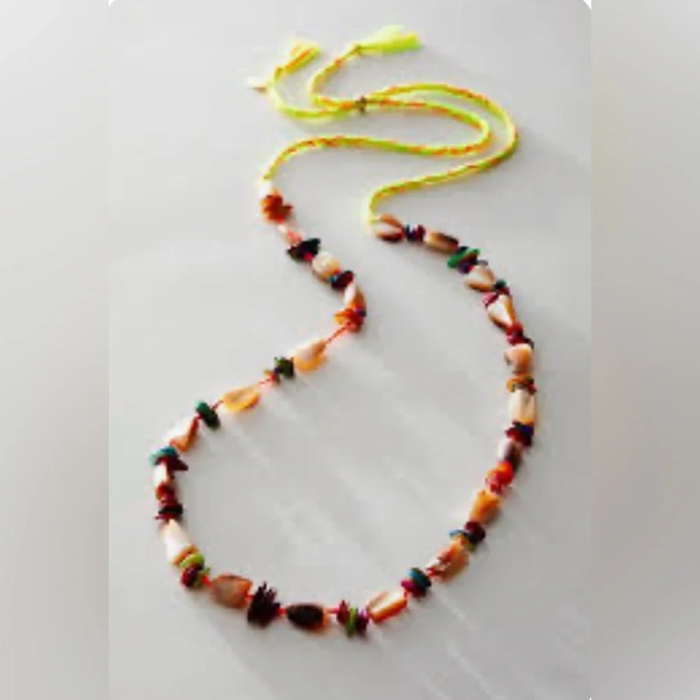 Free People X Ariana Ost “At The Market” Necklace ~ Neon Yellow/Orange; NWT - Picture 10 of 16